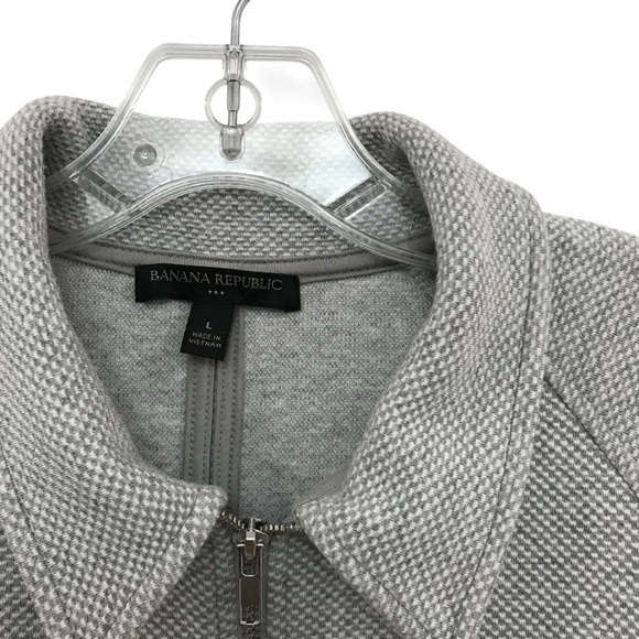 Banana Republic Womens Gray Knit Cropped Jacket Zip Front Sleeves Size Large - Picture 3 of 4
